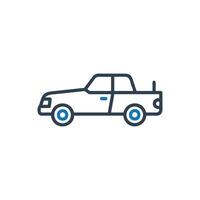 Sedan car icon, Side view of a pickup truck icon vector