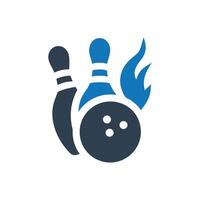 Bowling ball hitting pins icon on white background vector