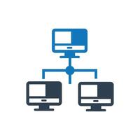 Three computers Network icon on white background vector