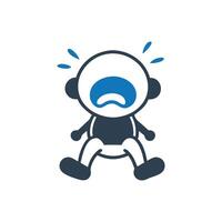 Baby Crying infant with tears icon on white background vector