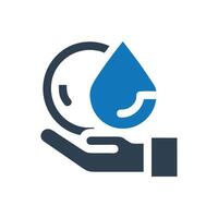 Hand with drop icon on white background vector