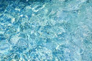 Fresh water pool texture isolated on horizontal ratio blue floor tile background. photo