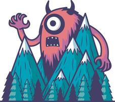 Giant Monster among mountain design art vector