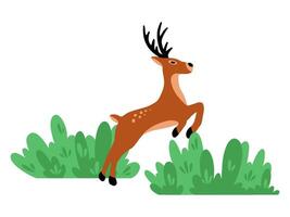 Deer with Grass Background Illustration vector