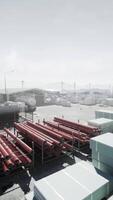 A row of red pipes lined up next to each other video