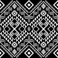 Seamless geometric aztec pattern. Black and white background. vector