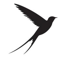 African Palm Swift in Silhouette, White Backdrop vector