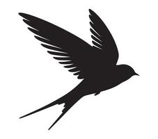 Black Silhouette of African Palm Swift on Plain White vector
