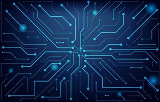 Abstract blue digital circuit board on dark technology background. Abstract circuit connecting lines and points on motherboard. AI innovation concept Future illustration vector