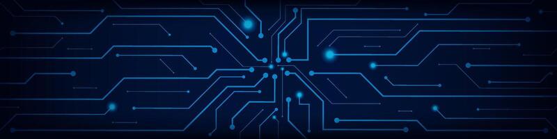 Abstract blue digital circuit board on dark technology background. Abstract circuit connecting lines and points on motherboard. AI innovation concept Future illustration vector