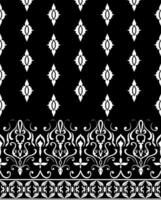Seamless ethnic tribal pattern Abstract lines of white swirled flowers on a black background. vector