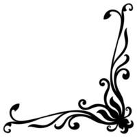 Thin line vintage corner. Medieval period of the Victorian dynasty. Fancy black monogram frame design element abstract icon collection Flower simple symbol vector