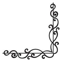 Thin line vintage corner. Medieval period of the Victorian dynasty. Fancy black monogram frame design element abstract icon collection Flower simple symbol vector