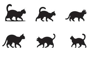 Minimalist Black Cat Silhouette in Sitting Posture on White Background vector