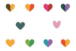 Set of Colorful Heart Icon Shape on White background vector