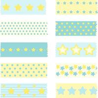 Pastel Color Washi Tape With Stars Pattern vector