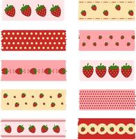 Pastel Color Washi Tape With Strawberry Pattern vector