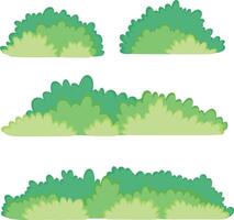 Set of Green Bushes. Simple Grass Element Collection. Flat Illustration on White Background vector