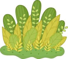 Green Spring Bushes. Simple Grass Element Collection. Flat Illustration on White Background vector
