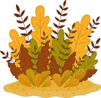 Autumn Bushes. Simple Grass Element Collection. Flat Illustration on White Background vector