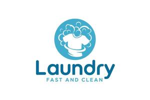 Fast service laundry logo template with a contemporary design. vector