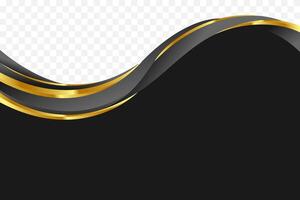 Elegant Black and gold curved background for footer and header decorations. vector