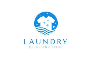 Artistic and simple laundry logo template with essential elements. vector