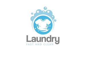 Premium laundry service logo template emphasizing speed and cleanliness. vector