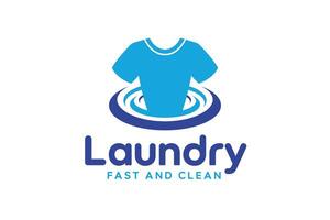 Quick and efficient laundry service logo template. vector