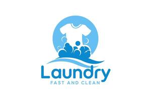 Laundry logo template with clothing engulfed in bubbles. vector