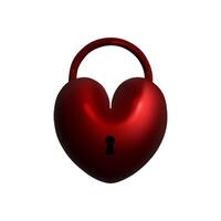 Red lock with keyhole. Heart shape padlock for Valentine Day or wedding. vector