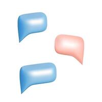 Pink and blue 3d bubble speeches on white background. Blank messenger without text, online chat template. vector