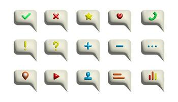 3d bubble icons set for messenger, chat, forum. Collection of signs. vector