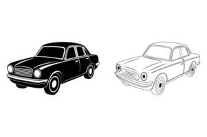 Car silhouette and line art vector