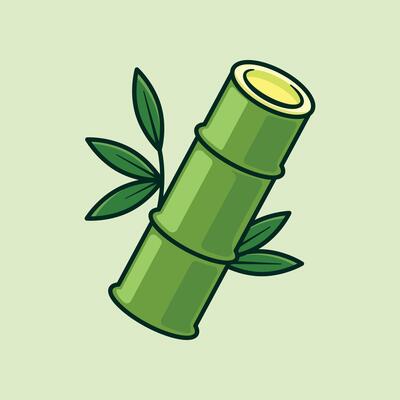 Green bamboo. cartoon illustration.