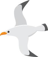 Charming cartoon seagull gracefully soaring with wings spread wide, capturing freedom and flight. Perfect for various projects vector
