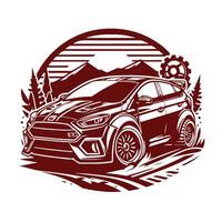 the ford focus is shown in a red and white design vector