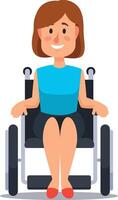 Smiling woman in a wheelchair exudes confidence and happiness in a corporate setting, reflecting success and professionalism, emphasizing inclusivity and equal opportunities vector
