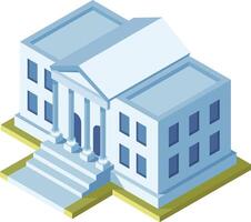 Isometric illustration featuring a large government building with columns, emphasizing the grandeur and formality of civic architecture vector