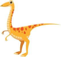 Cheerful brachiosaurus dinosaur in cartoon style, joyfully standing on two legs against a white background vector