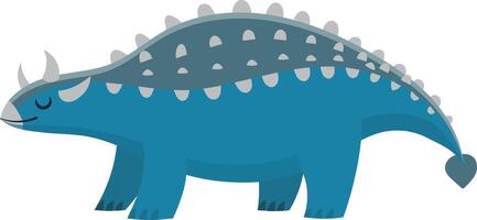 Ankylosaurus with a blue body and gray armored plates is walking from left to right. Its eyes are closed as if it dreaming vector
