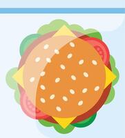 Delicious burger with lettuce, tomato, cheese and meat patty being stored in a plastic container, perfect for a quick lunch or snack vector