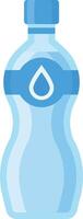 Simple illustration of a plastic bottle containing water, with a blue label featuring a water drop, conveying purity and hydration vector
