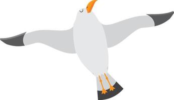 Elegant seagull gracefully soaring through the sky, embodying freedom and flight with its white, gray, and orange plumage. Evoking tranquility and simplicity in nature avian wonders vector