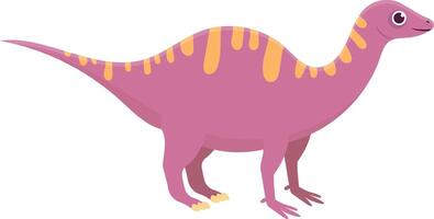Cheerful pink dinosaur with yellow stripes stands proudly, exuding prehistoric charm. Its whimsical design and friendly demeanor are sure to make you smile vector