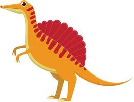 Smiling cartoon spinosaurus dinosaur on two legs, perfect for kids projects, with a vibrant and cute design that brings joy and laughter vector