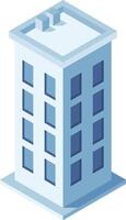 Contemporary office building with a flat roof and multiple windows is depicted in a sleek isometric perspective, showcasing its modern architectural design vector