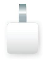Modern white shelf wobbler hangs on a wall, casting a subtle shadow, perfect for showcasing products in retail settings with space for advertising. Customize to grab customer attention vector
