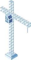 Modern isometric illustration of a construction crane on a white background, symbolizing progress in the industry vector
