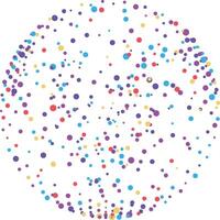 Abstract sphere shape formed by colorful polka dots of various sizes on a white background. illustration vector